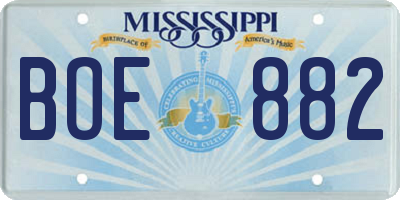 MS license plate BOE882