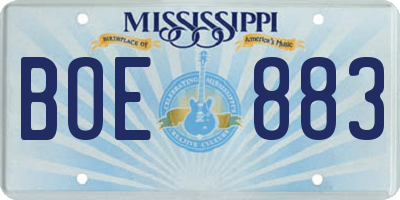 MS license plate BOE883