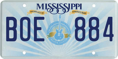 MS license plate BOE884