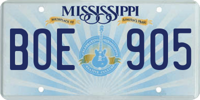 MS license plate BOE905