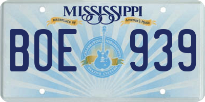 MS license plate BOE939