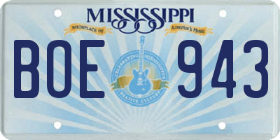 MS license plate BOE943