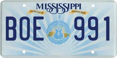 MS license plate BOE991
