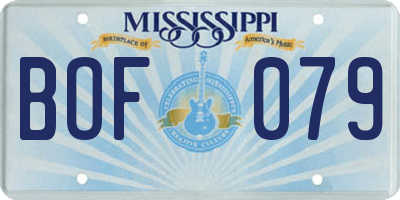 MS license plate BOF079