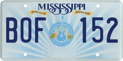 MS license plate BOF152