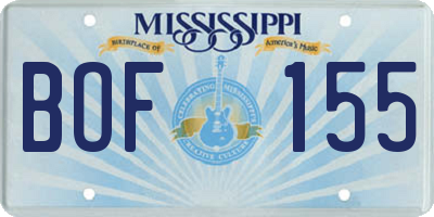 MS license plate BOF155