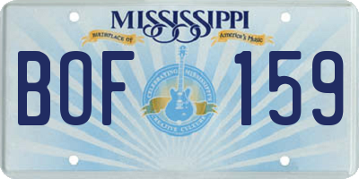 MS license plate BOF159