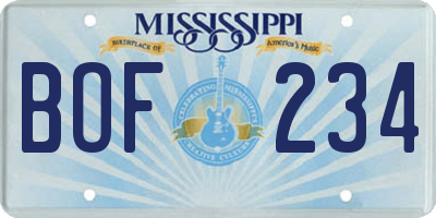 MS license plate BOF234