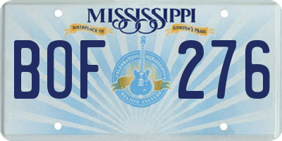MS license plate BOF276