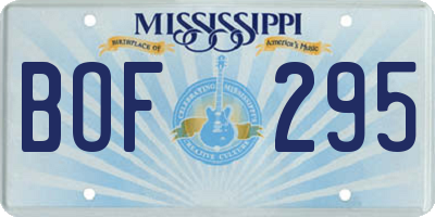 MS license plate BOF295