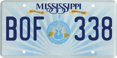 MS license plate BOF338