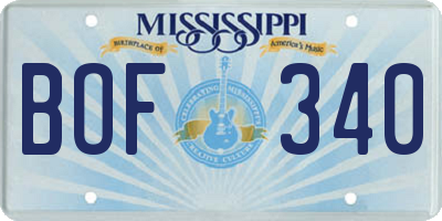 MS license plate BOF340