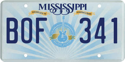 MS license plate BOF341