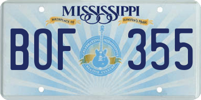 MS license plate BOF355