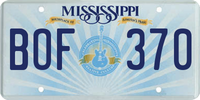 MS license plate BOF370