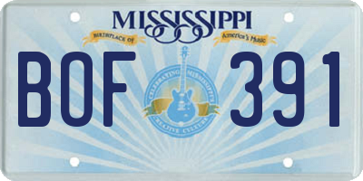 MS license plate BOF391