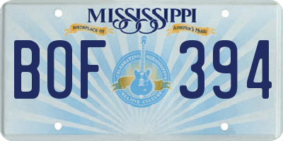 MS license plate BOF394