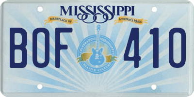 MS license plate BOF410