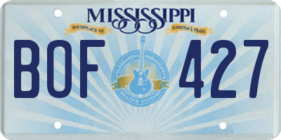 MS license plate BOF427