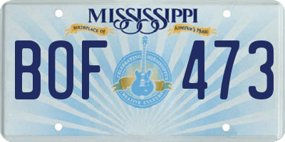 MS license plate BOF473
