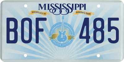 MS license plate BOF485