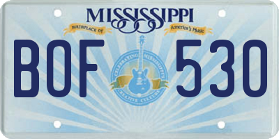 MS license plate BOF530