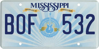 MS license plate BOF532