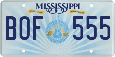 MS license plate BOF555