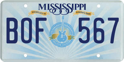 MS license plate BOF567