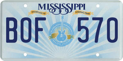 MS license plate BOF570