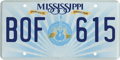 MS license plate BOF615