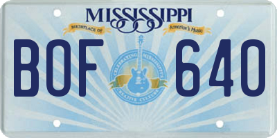 MS license plate BOF640