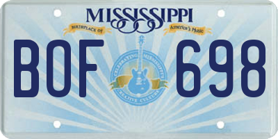 MS license plate BOF698