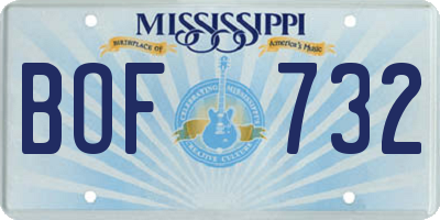 MS license plate BOF732