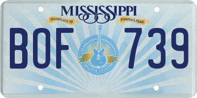 MS license plate BOF739