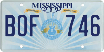 MS license plate BOF746