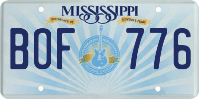 MS license plate BOF776