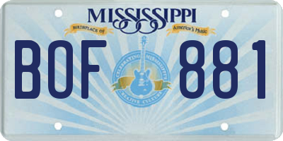 MS license plate BOF881