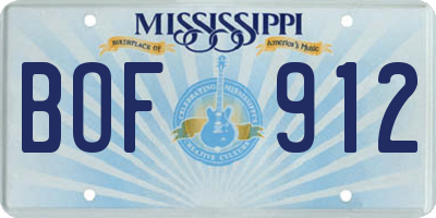 MS license plate BOF912