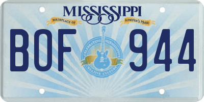 MS license plate BOF944