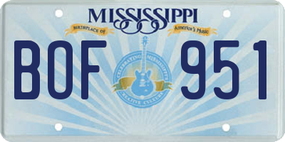 MS license plate BOF951