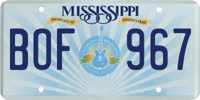 MS license plate BOF967