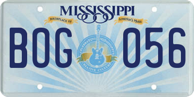 MS license plate BOG056
