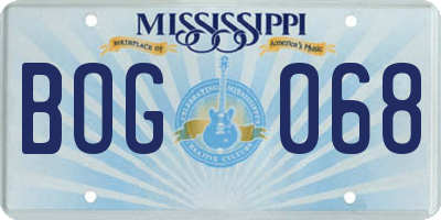 MS license plate BOG068