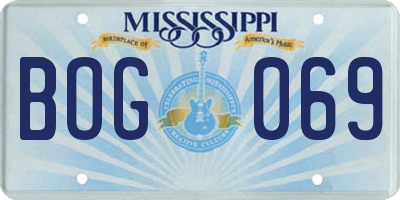 MS license plate BOG069
