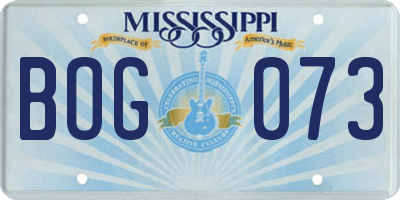 MS license plate BOG073