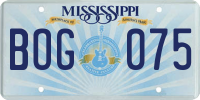 MS license plate BOG075