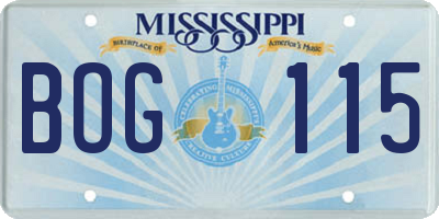 MS license plate BOG115