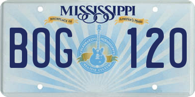 MS license plate BOG120