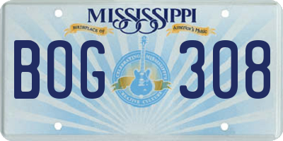 MS license plate BOG308